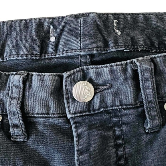 FREE People Jean Black Denim Chevron Arrow Print Mid Rise Skinny Jeans Size 26 - Picture 7 of 10